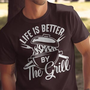Life Is Better By The Grill BBQ T-Shirt, Funny BBQ Grill Shirt, Barbecue Lover T-Shirt, Grill Master Tee, Grilling Gift, BBQ Party Shirt