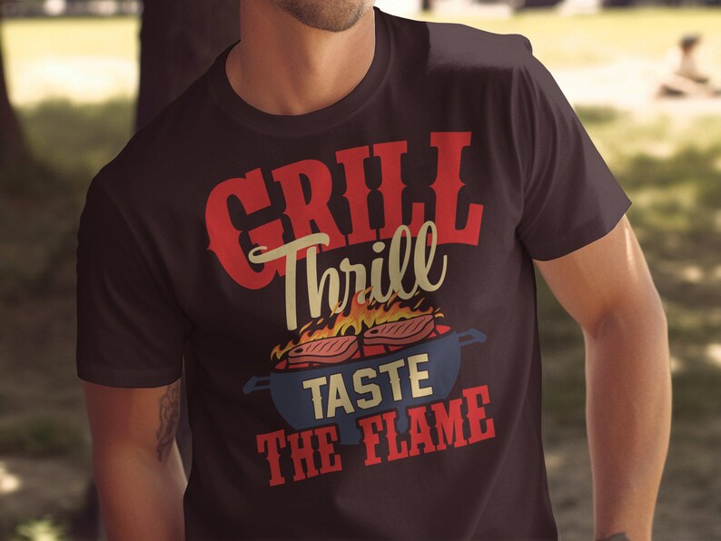 Grill Thrill BBQ T-Shirt Funny BBQ Shirt Taste The Flame BBQ Grill Design Summer Bbq Tee Gift For Grill Master Barbecue Lover image 2