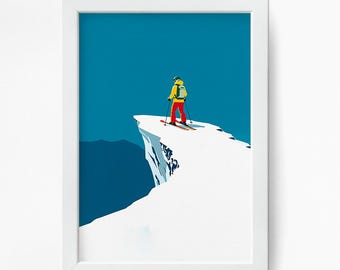 Skiing Wall Art: Mountain Cliffside Print (Digitaler Download)