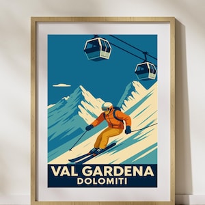 Val Gardena Dolomites Digital Print – Italian Alps Wall Art, Ski Resort Poster, Winter Landscape, Instant Download, Gift Idea #MA_ACT_38