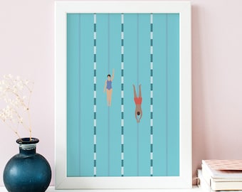 Minimalist Swimming Pool Art Print: Water Sport Poster (Digital Download)