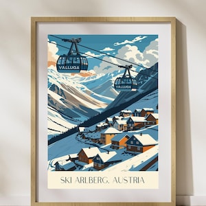Stampa digitale Ski Arlberg Austria - Stampa murale alpina vintage, poster della stazione sciistica austriaca, paesaggio invernale, download immediato #MA_ACT_41