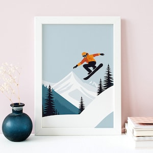 Arte mural de deportes de invierno / Póster de snowboard / Regalo de snowboard / Póster de deportes de invierno / Impresión de snowboard / Arte mural de snowboard #MA_ACT_09