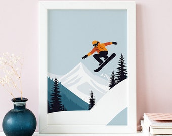 Minimalist Snowboarding Poster: Winter Sports Wall Art (Digital Download)