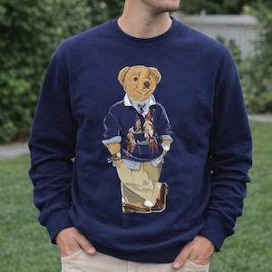 Preppy Bear Sweatshirt for Men | Polo Style Teddy Bear Shirt | Multiple Bear Designs | Vintage Bear Hoodie | Gift for Him | Cozy Aesthetic