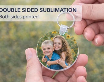 Spersonalizowany brelok ze zdjęciem – dwustronny brelok z sublimacją, spersonalizowany brelok ze zdjęciem, upominek pamiątkowy, prezent dla mamy i taty