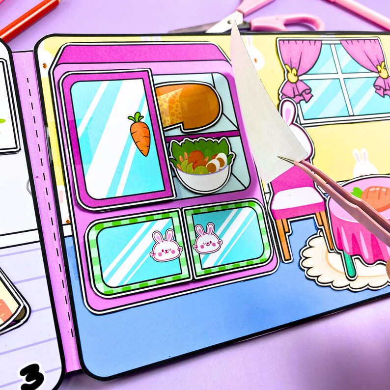 Quiet Book Printables Twin Bunnies Paper Doll House, Paper Dolls Printables, Doll House ...