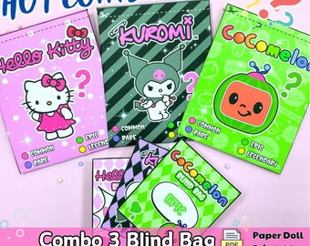 Hot Combo 3 Imprimibles de bolsas ciegas de papel, Bolsa ciega, Plantilla de bolsa ciega, Actividades para niños pequeños, Regalo para niños, Manualidades de bricolaje, Descarga instantánea