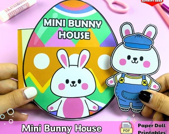 Printables Busy Book Mini Bunny House, Kids Quiet Book, Paper Doll House, Kids Activities,  Montessori toys, Instant Download, Kids gifts