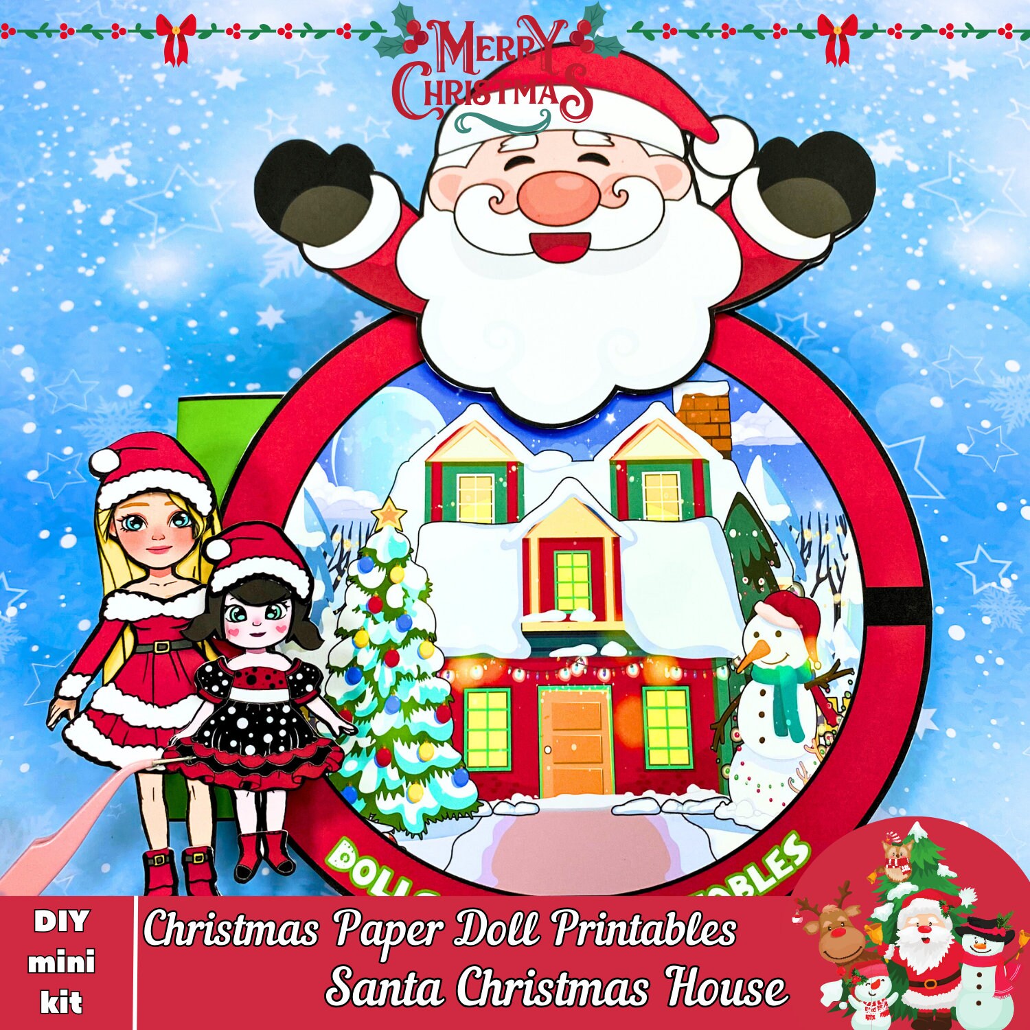 Santa Christmas House Santa Dollhouse Printable FREE 2 Paper Dolls ...