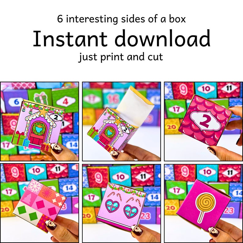 Printable advent calendar for kids instant download diy make