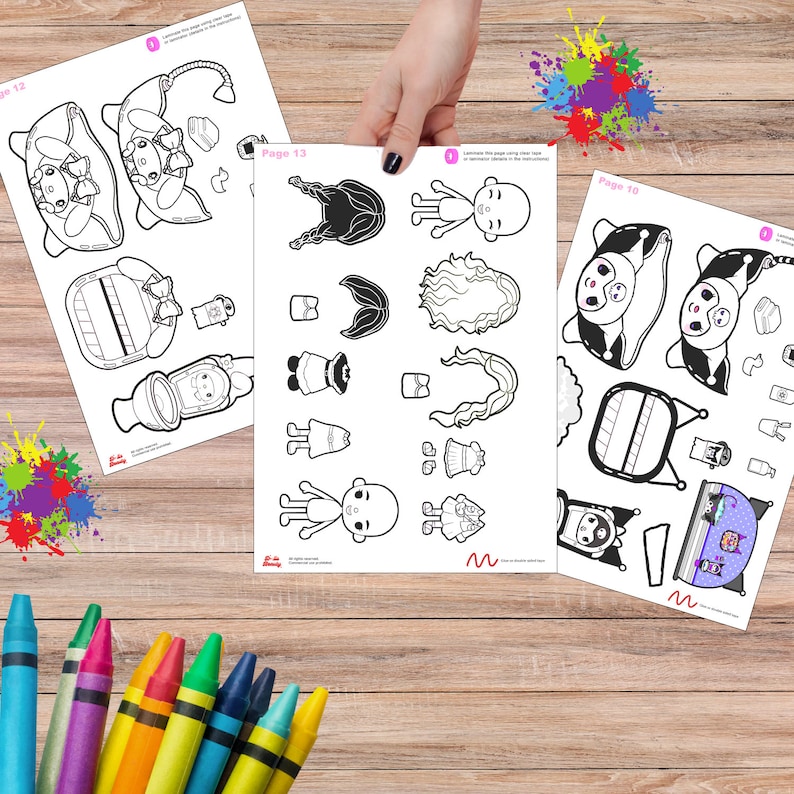 Color Toca Boca Paper Doll and Clothes, Toca Boca Papercraft, 10 Coloring Pages for Toddler ...