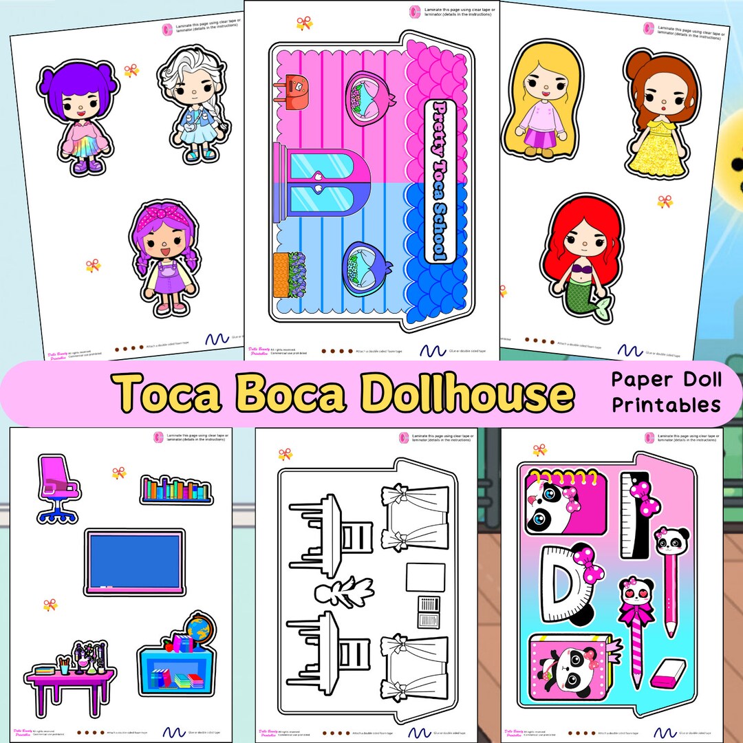 Printable Toca Boca School Busy Book for Kids, Paper Doll Printable ...