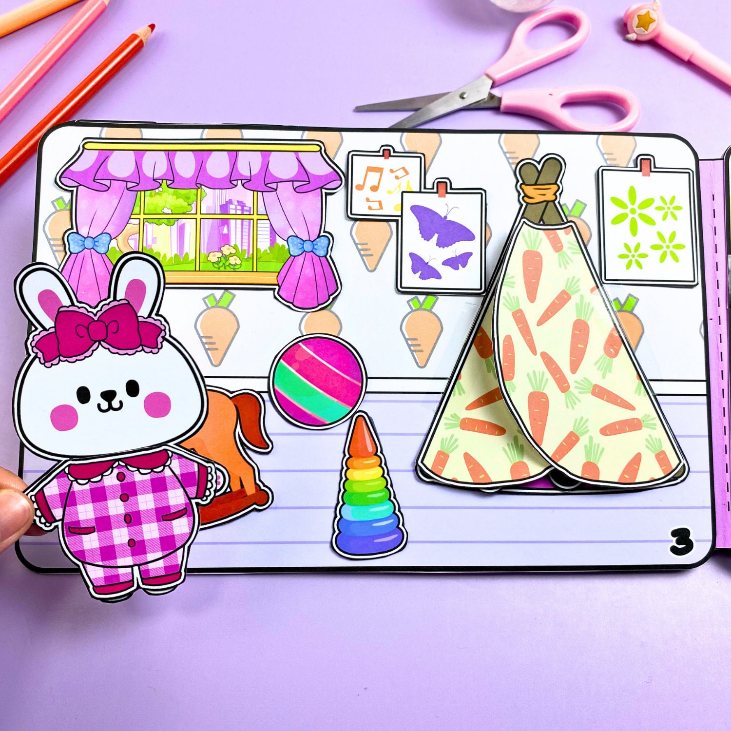 Quiet Book Printables Twin Bunnies Paper Doll House, Paper Dolls Printables, Doll House ...