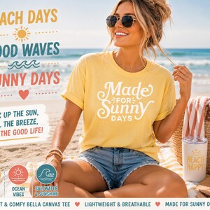 Summer Graphic Tee for Women, Lake Life Shirt, Beach Vacation Tee, Pool Day Outfit, Sunshine Lover Bella Canvas T Shirt image 8