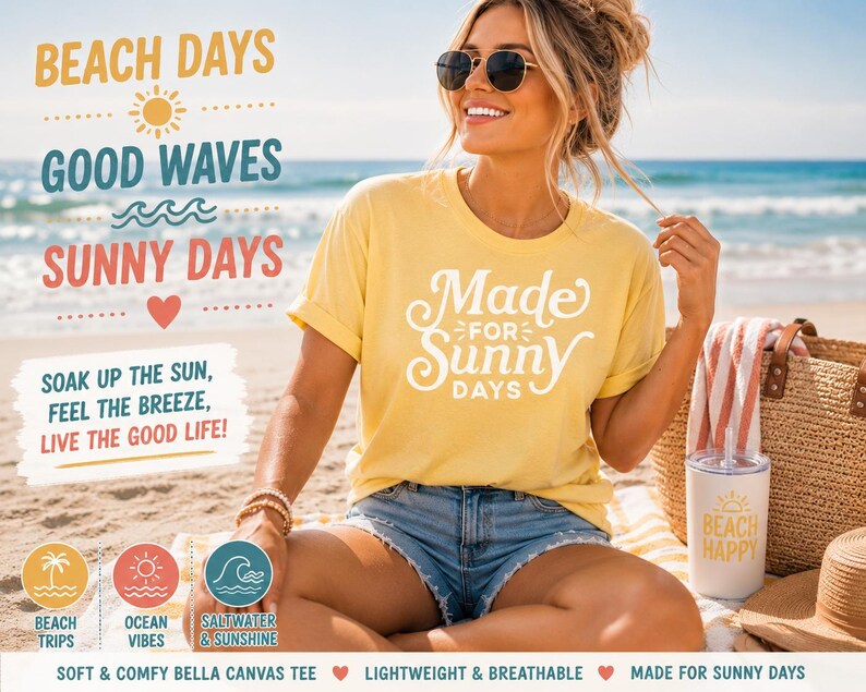 Summer Graphic Tee for Women, Lake Life Shirt, Beach Vacation Tee, Pool Day Outfit, Sunshine Lover Bella Canvas T Shirt image 8