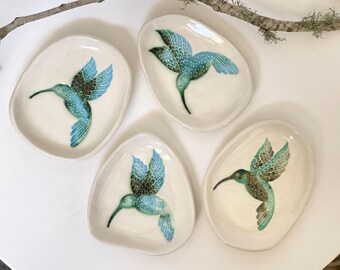 Ceramic trinket dish | hummingbird | ring dish |
