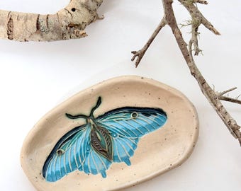 Ceramic trinket dish | moth | Dalia Flower| ring dish |