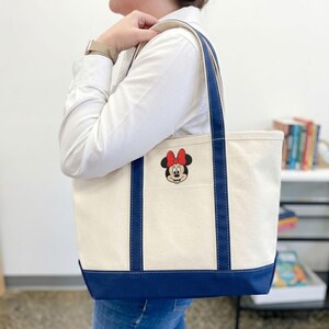 Embroidered Disney Minnie Mouse Tote Bag, Custom Embroidered Canvas Tote Bag, Theme Park Tote, Gift for Her, Cute Embroidery Bag image 2