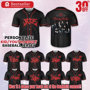 Custom DominATE Skz World Tour 2025 Baseball Jersey Kpop Jersey Baseball, SKZ Merch, Skz Shirt, Hyunjin,Seungmin,Felix