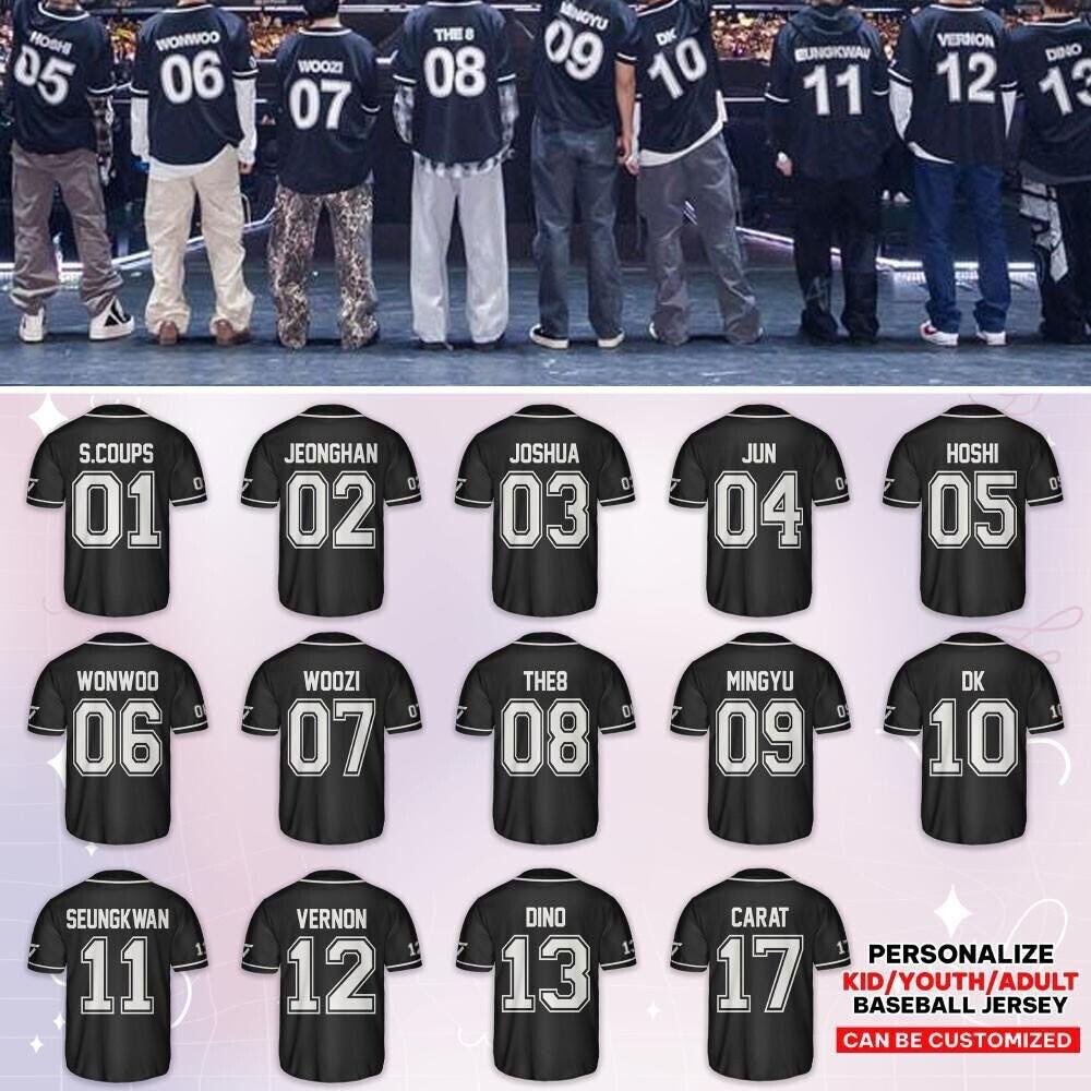 Custom Svt 17 Right Here Number Members Baseball Jersey, Svt Tour