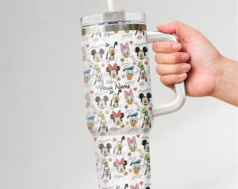 Personalize Disney Mickey And Friends Signature Tumbler, 2026 Family Disney Trip, Custom Disney Printed Cup, Custom Birthday Gift