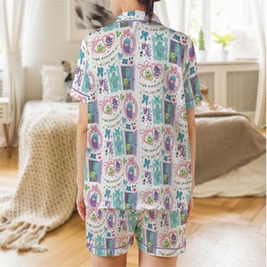 Pijama estético de Monsters Inc., pijama de Mike Sulley con lazo coqueto, pijamas Disney en tonos pastel para mujer y niña, ropa de estar por casa con lazo rosa 2026 imagen 3