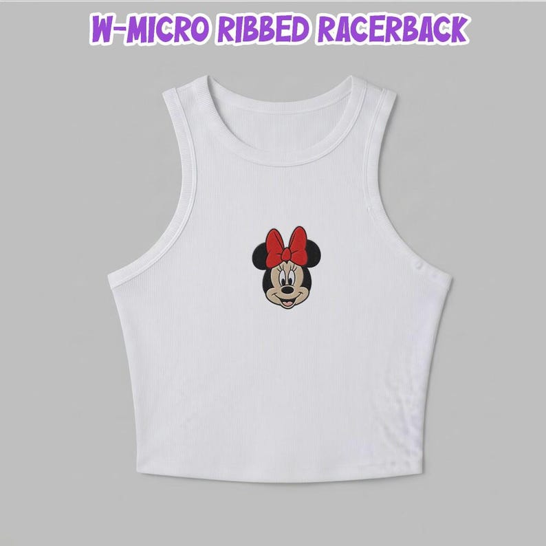 Embroidered Disney Minnie Mouse Shirt, Disney Vacation Tee, Custom Crop Tank Women, Girls Trip Shirt, Park Outfit Summer 2026 image 3
