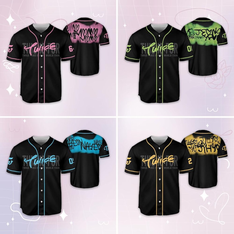 Benutzerdefiniert Dies ist für World Tour Baseball Jersey, Kpop Trending Jersey, Jersey für erwachsenes Kind, Twice Merch, Geschenk für Fans Bild 3