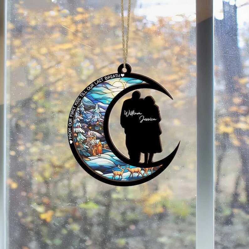 From Our First Kiss Till Our Last Breath Old Couple Suncacther,old Couple Ornament, Personalized ...