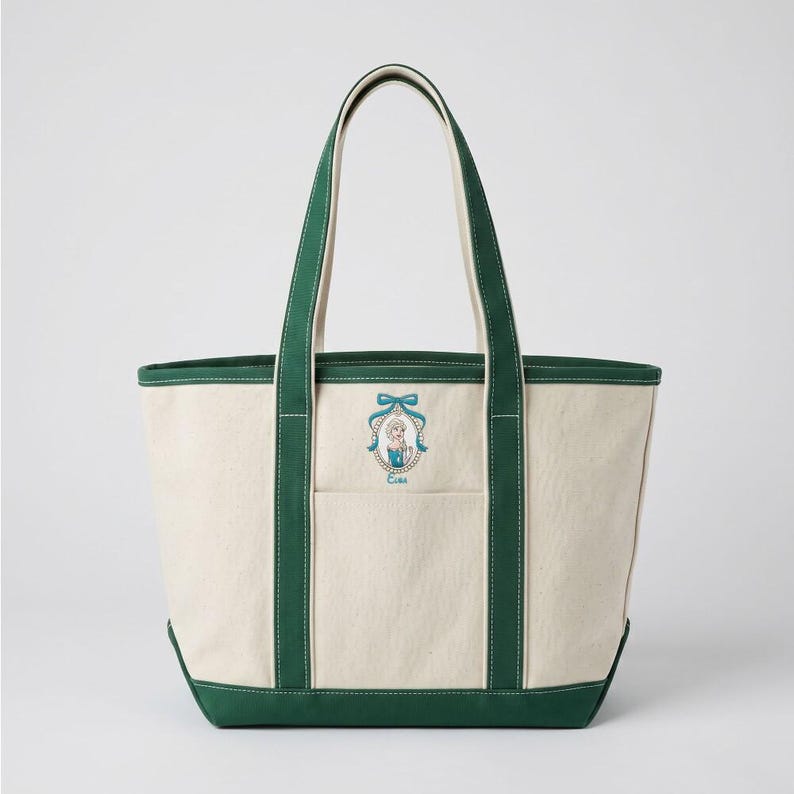 Borsa tote ricamata Coquette Disney Princess Elsa, borsa da principessa in tela, regalo da fiaba per ragazze, regalo per lei, regalo di compleanno immagine 8
