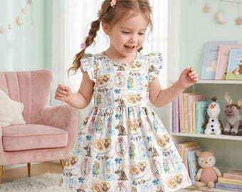 Magic Winter Frozen Elsa Anna Frames Ruffle Dress, Snowflake Olaf Sven Outfit, Disney Princess Birthday Girl Summer Vacation Twirl Gear Gift