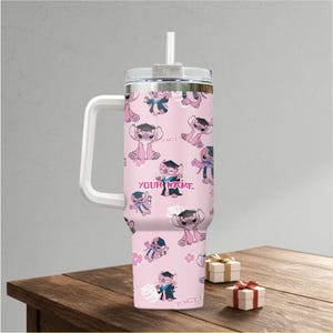 Personalize Disney Cute Angel Graduation Tumbler, Custom Graduation gift, Class of 2026 Party 40oz Tumbler, Grad Party Decor image 2