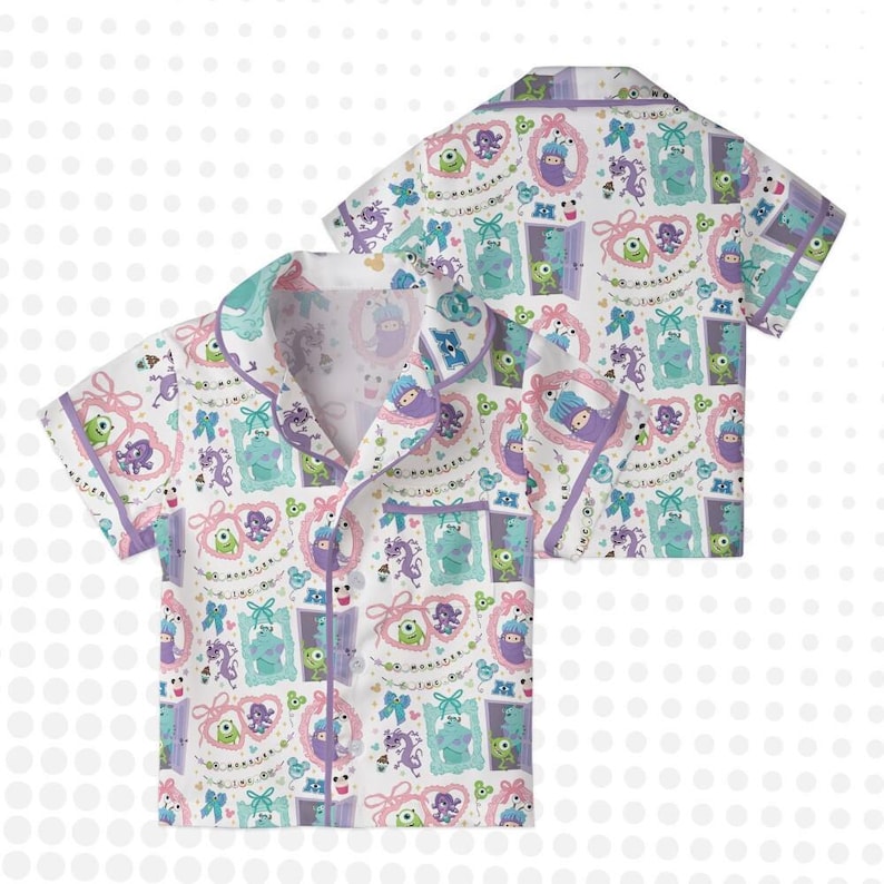 Pijama estético de Monsters Inc., pijama de Mike Sulley con lazo coqueto, pijamas Disney en tonos pastel para mujer y niña, ropa de estar por casa con lazo rosa 2026 imagen 4