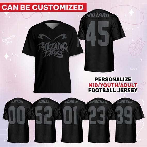 Custom Riizing Day Black V-neck Football Jersey, Riize Merch, Gift