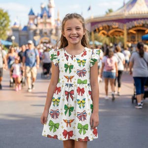 Vestido con volantes de cinta de héroe de cómic, traje coqueto de Los Vengadores de Marvel, disfraz de lazo de Loki del Capitán América, regalo de Disneybound para chicas geek imagen 1