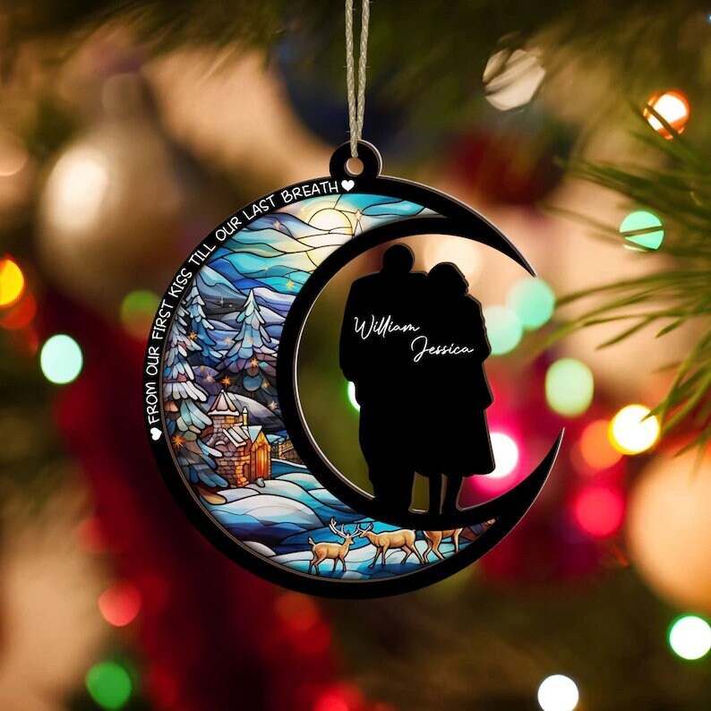 From Our First Kiss Till Our Last Breath Old Couple Suncacther,old Couple Ornament, Personalized ...