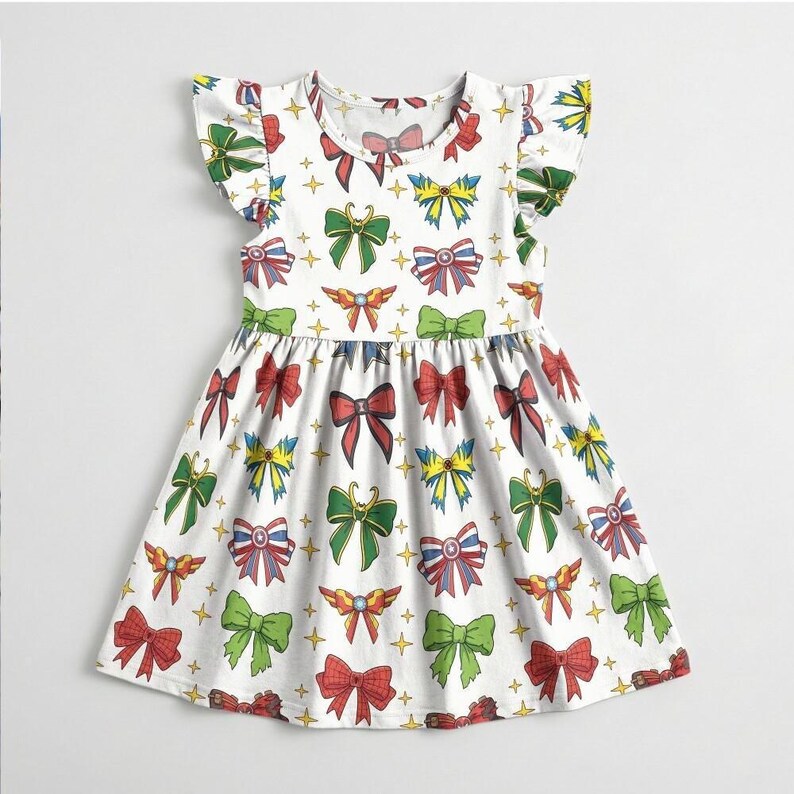 Vestido con volantes de cinta de héroe de cómic, traje coqueto de Los Vengadores de Marvel, disfraz de lazo de Loki del Capitán América, regalo de Disneybound para chicas geek imagen 4