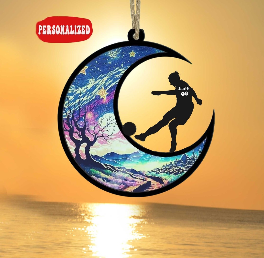 Soccer Christmas Ornament Suncatcher, Personalized Soccer Ornament