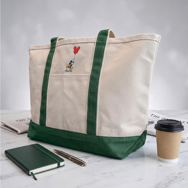 Embroidered Disney Mickey Mouse Signature Tote Bag, Embroidered Disney Tote Bag Custom, Mickey Minnie Canvas Bag, Disney Vacation Bag 2026 image 3