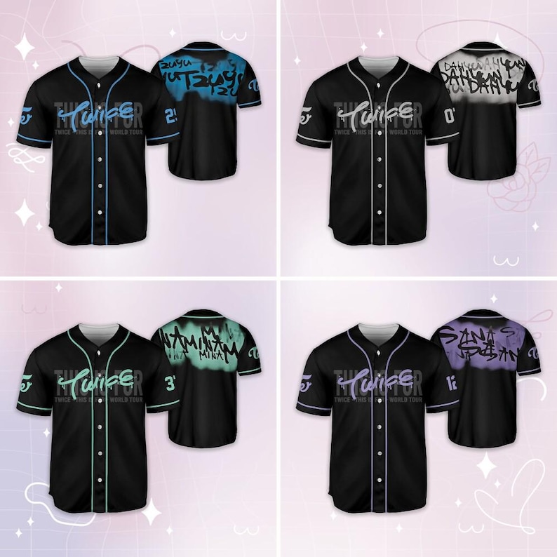 Benutzerdefiniert Dies ist für World Tour Baseball Jersey, Kpop Trending Jersey, Jersey für erwachsenes Kind, Twice Merch, Geschenk für Fans Bild 4