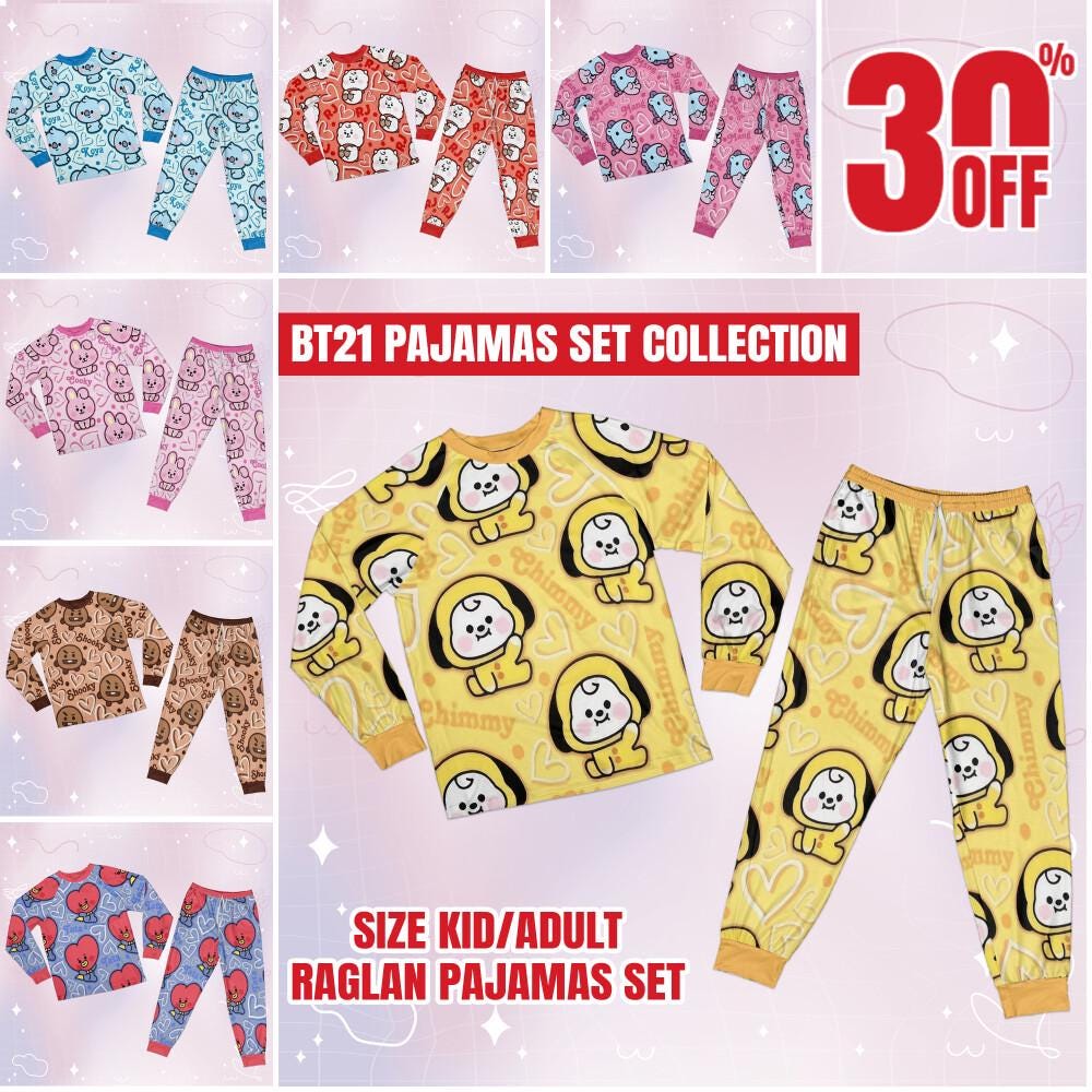 Kpop Raglan Pajamas Set, Custom Kpop Sleepwear Gift, Matching Kpop