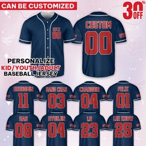 Custom Skz Members Baseball Jersey, SKZOO Characters Jersey, Dominate World Tour 2025 Jersey, , Gift for kpop tour