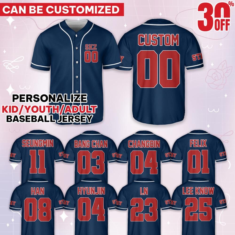 Custom Skz Members Baseball Jersey, SKZOO Characters Jersey, Dominate World Tour 2025 Jersey, , Gift for kpop tour