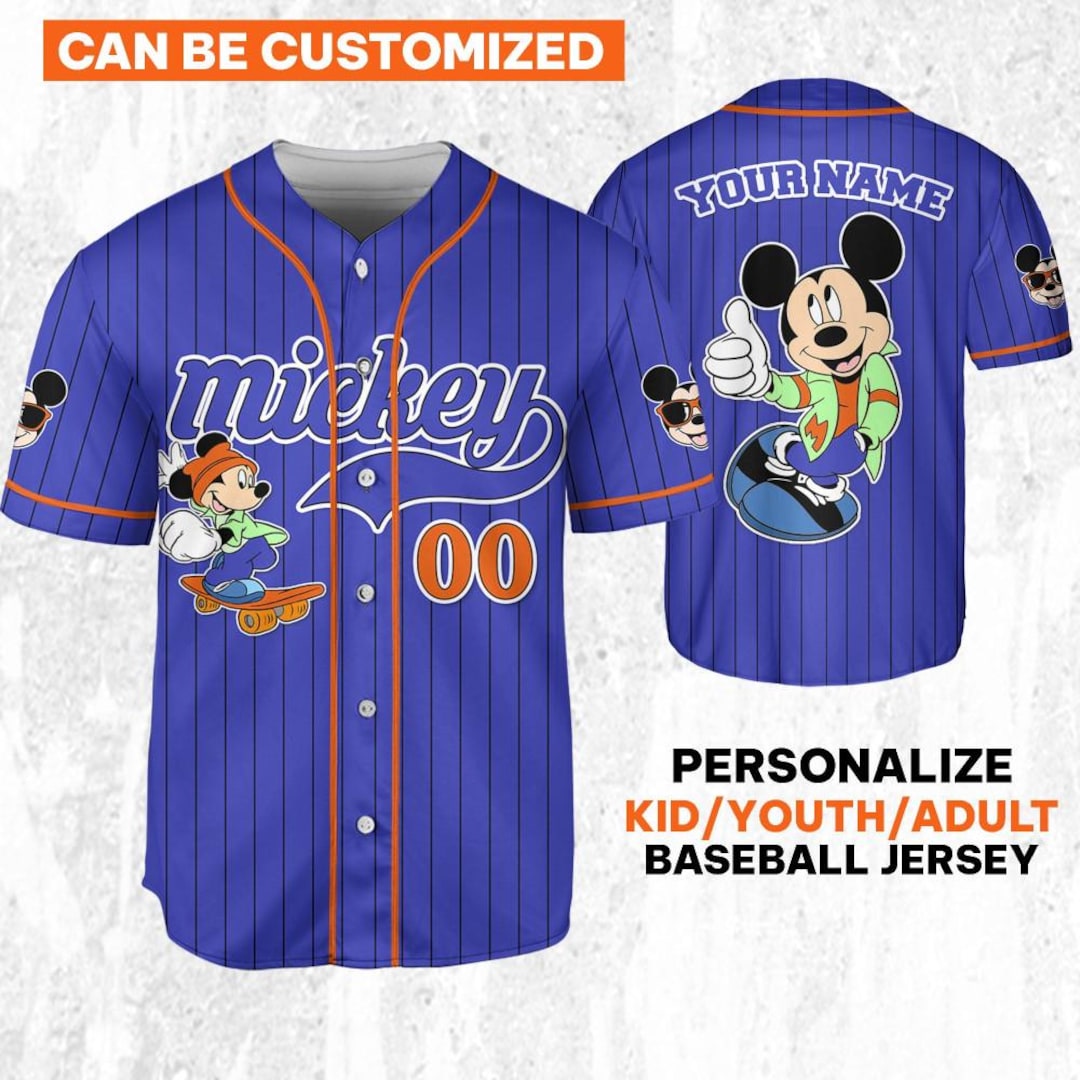 Personalize Disney Mickey Mouse Happy Young Blue Dark Orange Jersey ...