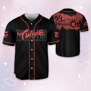 Benutzerdefiniert Dies ist für World Tour Baseball Jersey, Kpop Trending Jersey, Jersey für erwachsenes Kind, Twice Merch, Geschenk für Fans Bild 2