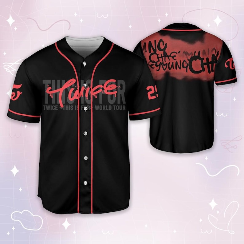 Benutzerdefiniert Dies ist für World Tour Baseball Jersey, Kpop Trending Jersey, Jersey für erwachsenes Kind, Twice Merch, Geschenk für Fans Bild 2