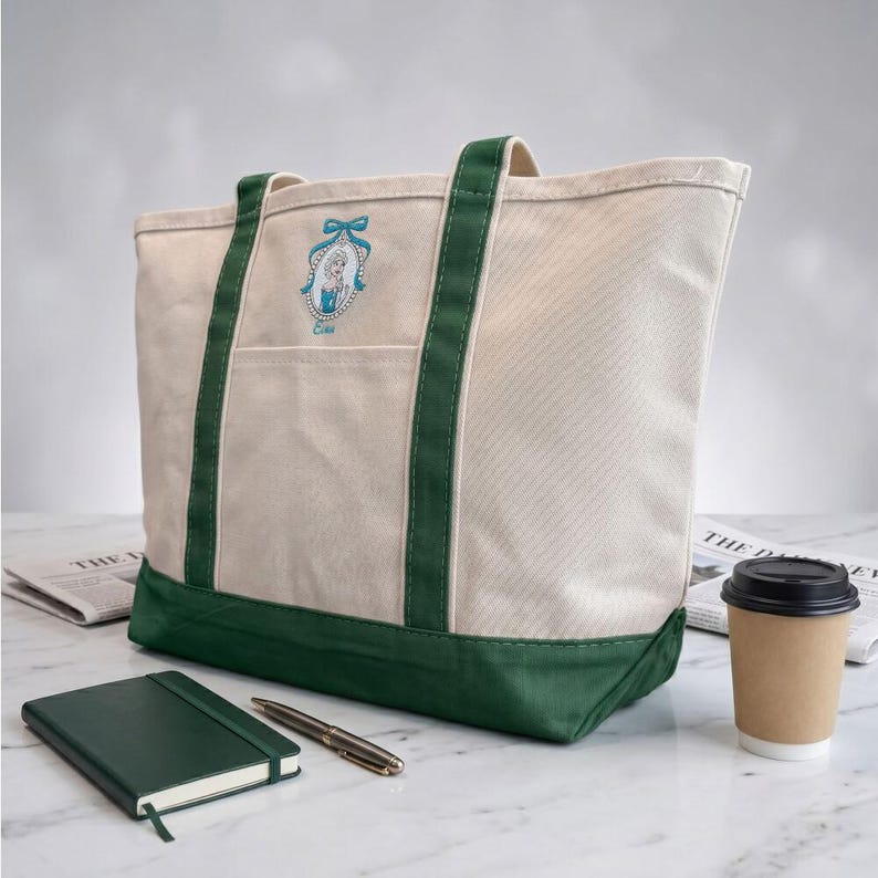 Borsa tote ricamata Coquette Disney Princess Elsa, borsa da principessa in tela, regalo da fiaba per ragazze, regalo per lei, regalo di compleanno immagine 3