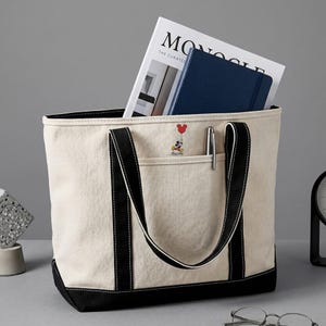 Embroidered Disney Mickey Mouse Signature Tote Bag, Embroidered Disney Tote Bag Custom, Mickey Minnie Canvas Bag, Disney Vacation Bag 2026 image 4