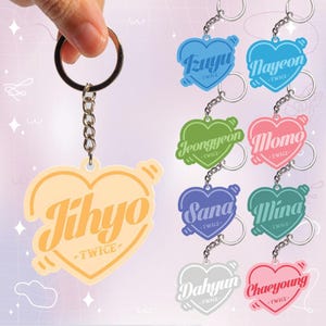 Twice With Heart Kpop Keychain, Aesthetic Idol Keyring, K-pop Accessories, Gift for K-pop Fans
